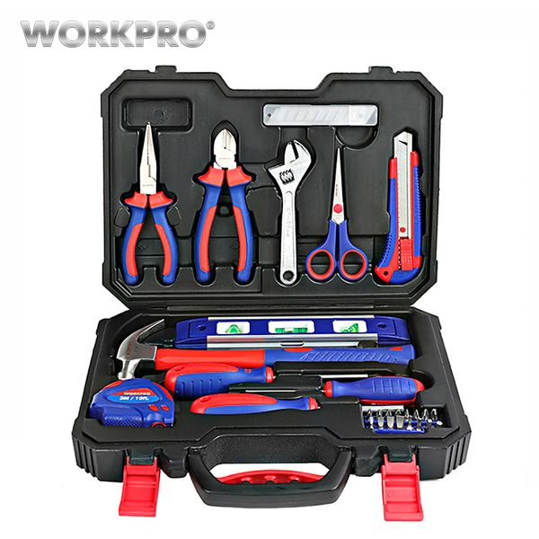 

workpro 28pc home tool set household tool kits screwdrivers pliers scissor knife hammer