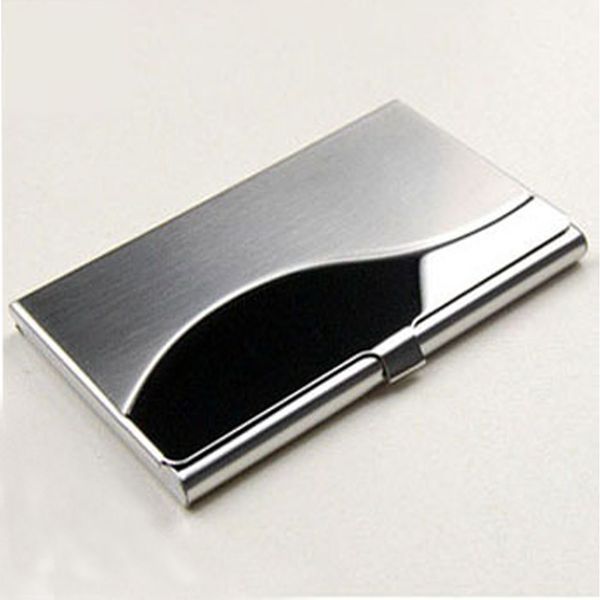 

waterproof stainless steel silver metal business card box id holder, Brown;gray