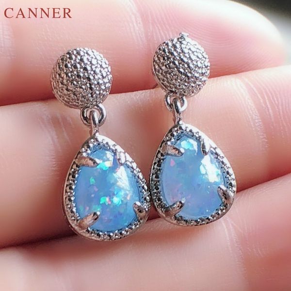 

silver plated blue austria crystal water drop earrings for women boucle d'oreille femme 2019 c25