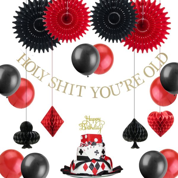 Casino Poker Theme Birthday Party Decorations Black Red Balloons