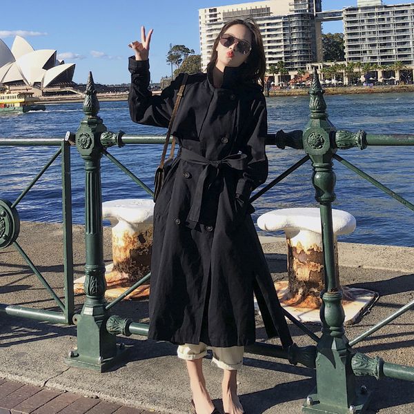 

fashion women comfortable thick warm long coat new arrival korean temperament outerwear simple holiday trench, Tan;black