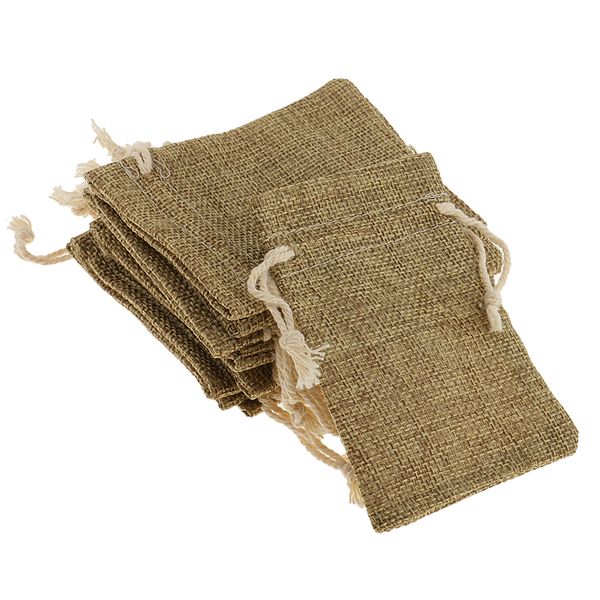 

10pcs linen jewelry gift bags drawstring small jewellery pouches