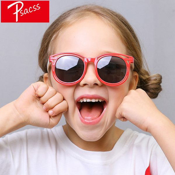 

psacss round vintage polarized kids sunglasses for girls boys children's cute silicone frame brand sun glasses gafas infantil, Blue