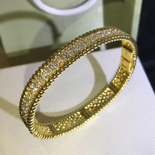 

2020 big brand stainless steel jewelry for women gold color full stone bangle rose gold clover bangle wedding jewelry around beads bangle, Black