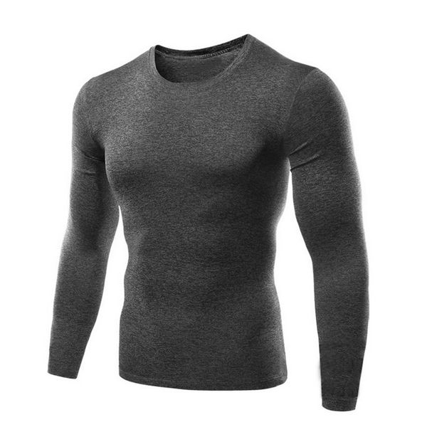 

spring autumn men's solid color long sleeve compression shirts crew neck sports tight pullover casual t-shirt 2020, Black;blue