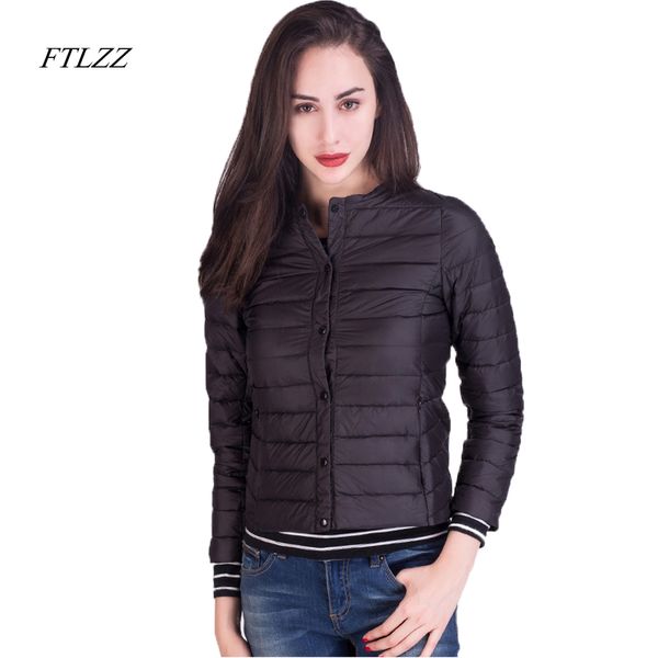 

ftlzz 2019 new autumn women ultra light white duck down jacket short design slim plus size s-3xl warm down coats, Black
