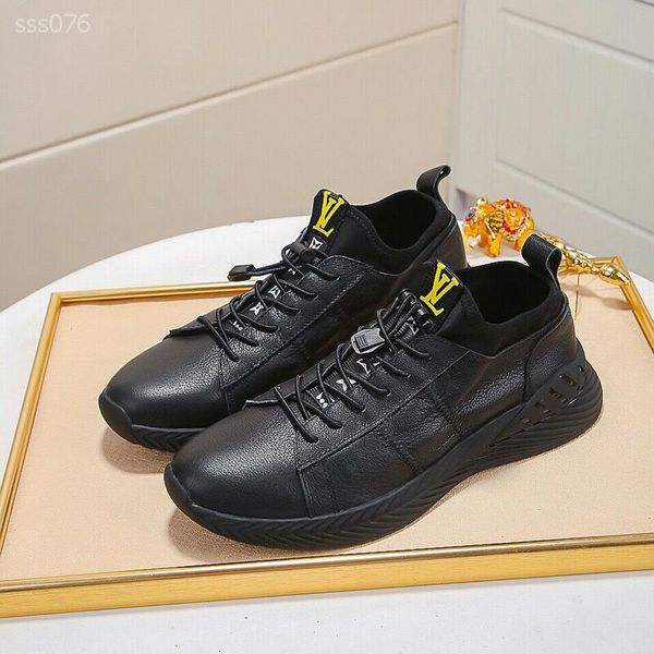 

men's shoes fashion leather high-sneakers men's wild shoes outdoor sneakers lightweight walking hiking shoes light casual shoe, Black