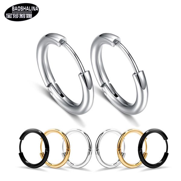 

wu yifans titanium steel earrings antiallergic moisture personal jewelry baitao personal round line earrings stainless steel, Golden;silver