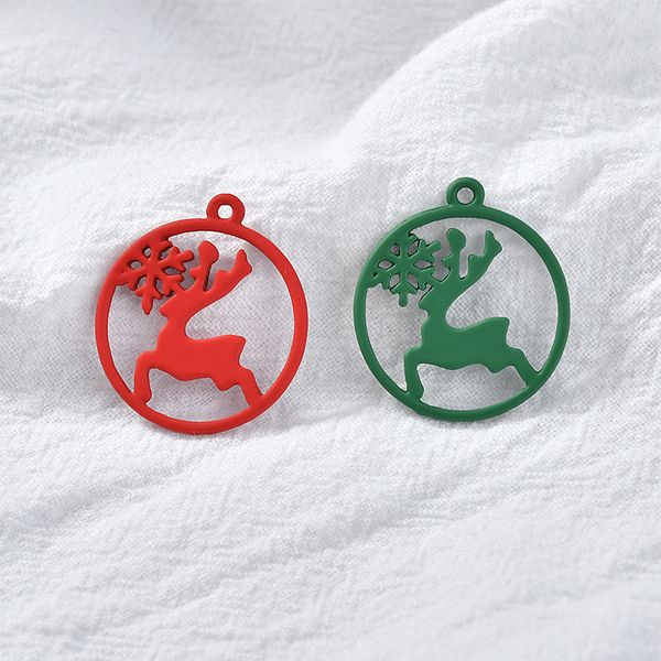 

wholesale 50pcs 25*22mm hollow out kawaii christmas animal deer round circle charms enamel alloy metal pendant earring ornaments, Bronze;silver