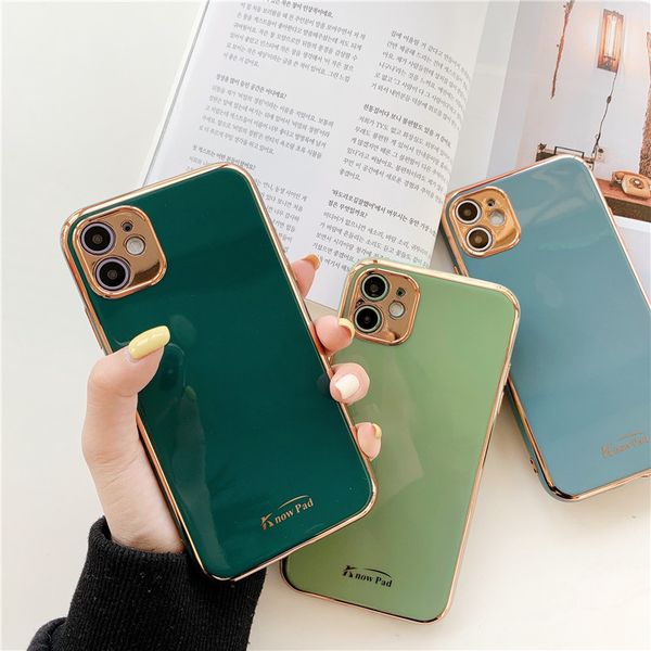 

electroplate camera cover gold frame precise fit plain color mobile phone case cover for iphone 11 pro max 7 8 plus x xr