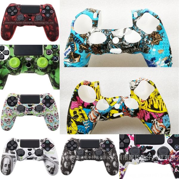 

b56p4 silicone soft camouflage cover case protection skin for 4 playstation sony for dualshock 4 controller for ps4 console decals