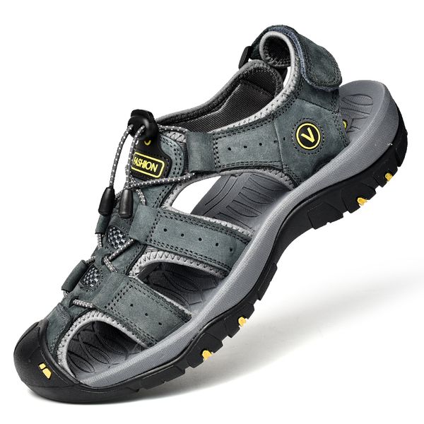 

38-48 big size genuine leather cowhide men sandals summer beach slippers casual sneakers outdoor beach shoes