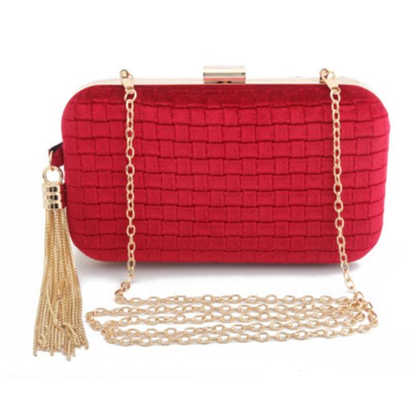 

dinner clutch bag female ladies flannel clutch bag dress wedding tassel chain shoulder mobile phone diagonal handbag