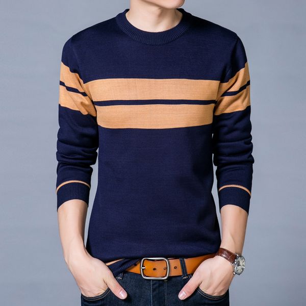 

2018 autumn new men's striped sweater men's sweater p-234, White;black