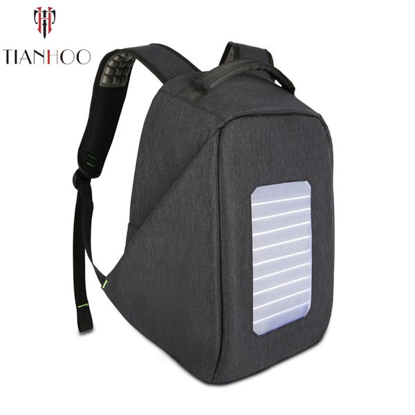

tianhoo solar backpacks men's charge anti-theft computer backpack waterproof travel large capacity school bags