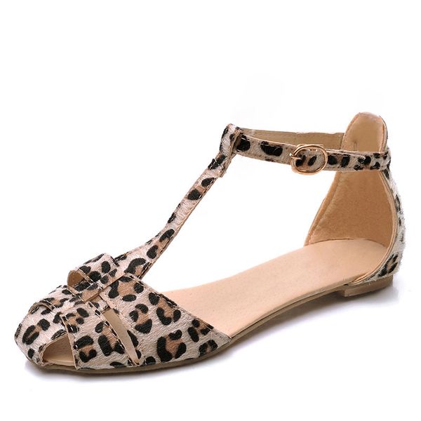 

leopard print flat heel women's sandals 2019 summer women summer shoes 2019 summer shoes fashion sandals sweet, Black