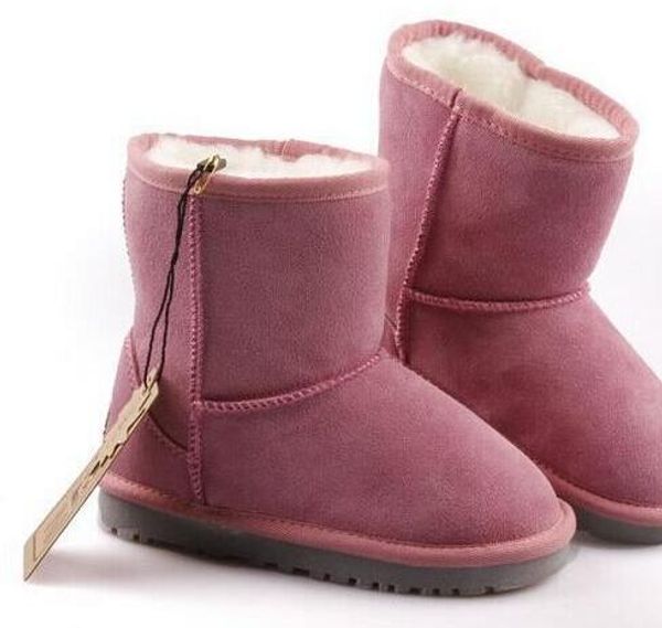 

2020 gift classic short child snow boot girl boy winter boots kids baby boots cowhide winter boots eur size: 21-35, Black