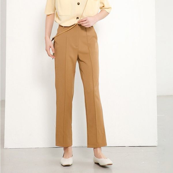 

2020 spring summer new ankle-length pant women loose korean pockets button high waist casual bottoms female trousers y608, Black;white