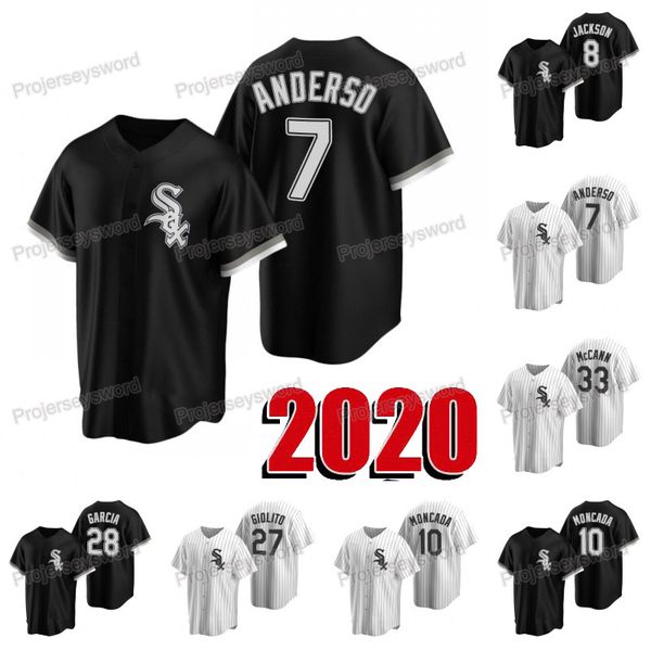 

chicago 2020 new season tim anderson jersey bo jackson yoan moncada lucas giolito leury garcia james mccann custom baseball jerseys, Blue;black