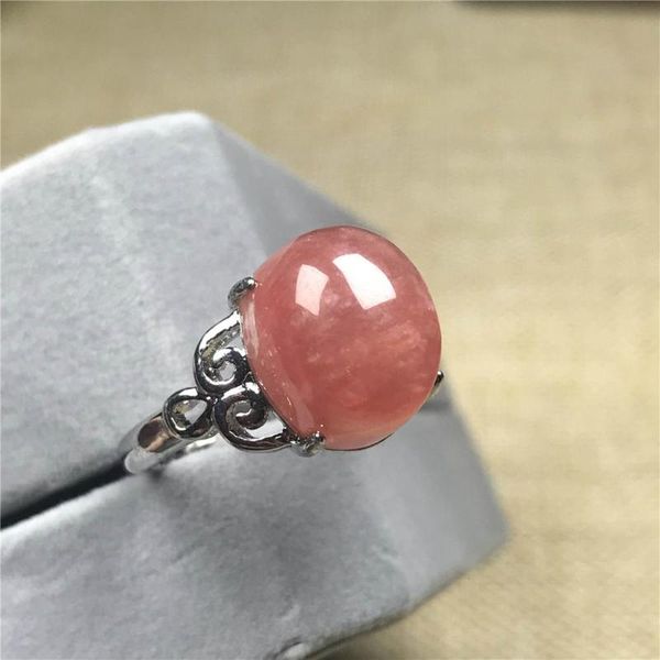 

natural red rhodochrosite ring for woman man argentina 13x10mm oval beads silver crystal stone adjustable ring jewelry, Golden;silver