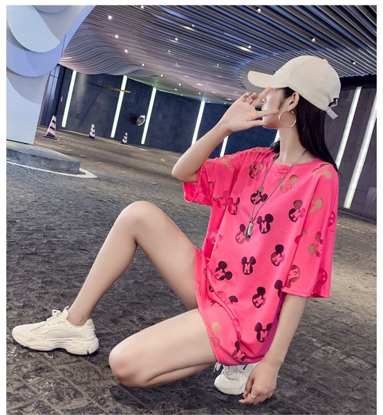 

ice silk short-sleeved t- hollow-out t-shirt women 2020 midi loose translucent sunscreen shirt, White