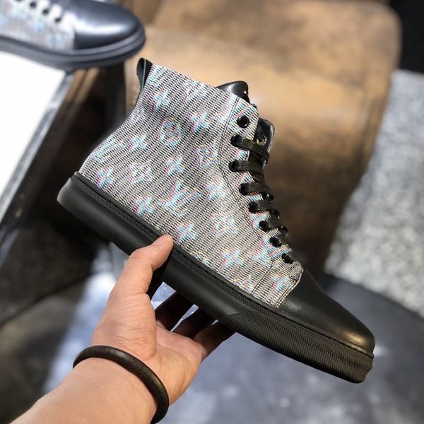 

2020 a7 new fashion trend high casual men's shoes, comfortable luxury men's shoes original box packaging zapatos hombre, Black