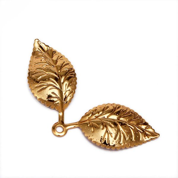 

50pcs 13x32mm silver/gold color vintage double leaf pendant charms european jewelry findings for diy necklace bracelet jewelry, Bronze;silver