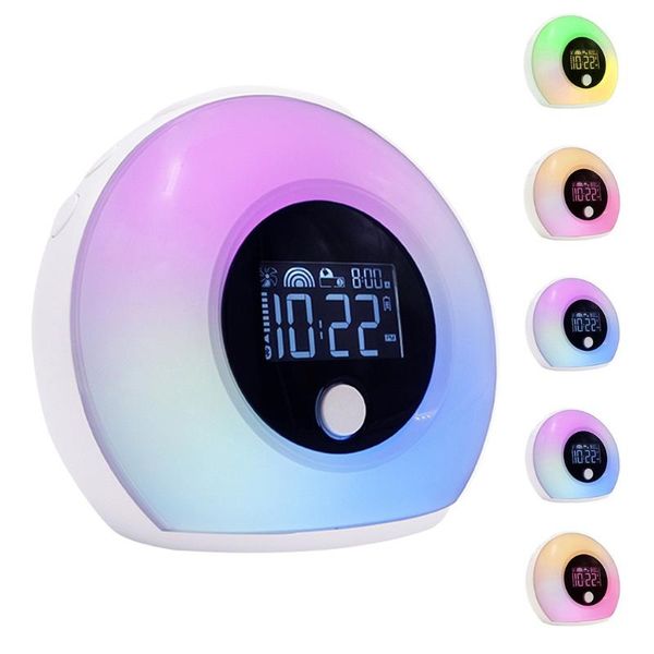

deskwake up light bluetooth speaker table lamp alarm clock digital snooze nature night lamp clock sunrise colorful light