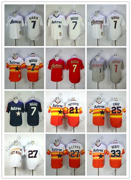 

A tro 7 biggio 21 pettitte 25 cruz 27 altuve 33 cott white orange red dark blue grey ba eball jer ey hirt