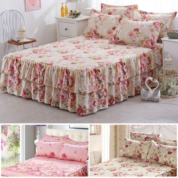 

new style sanding thickened bed skirt dual layers bed cover fitted sheet queen bed skirt dust ruffle home supplies