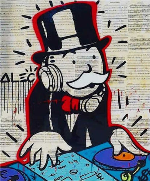 

alec monopoly banksy graffiti art decor the dj home decor handpainted & hd print oil painting on canvas wall art canvas pictures 200201