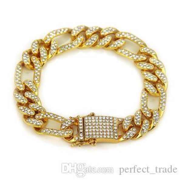 

luxury rhinestone designer bracelet hip hop bracelets individuality fashion mens bracelets golden quality jewelry accessories quality, Black