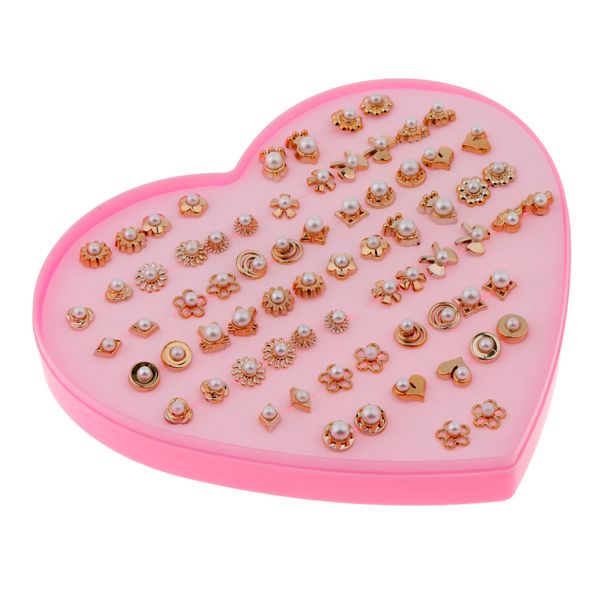 

36 pairs cute stud set bulk lovely heart box lady girls earring studs gift, Golden