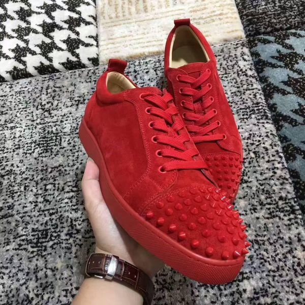 

2019 new low black suede red bottom casual shoes,womens fashion sneakers rock flat shoes 32