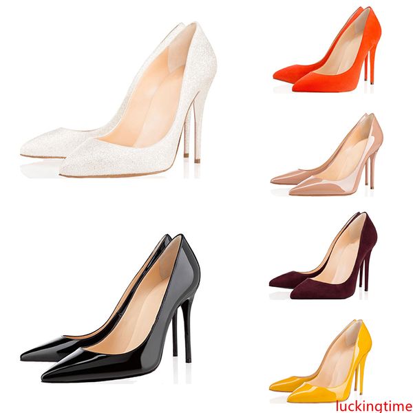 

2019 fashion luxury designer women shoes high heels 8cm 10cm 12cm nude black red leather pointed toes pumps dress shoes
