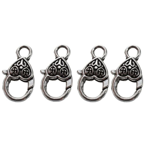 

20 pcs ancient silver heart & love lobster clasps 25x12mm