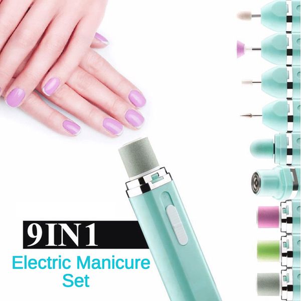 

portable 9 in 1 electric nail art drill polisher machine epilator gel polish remover manicure pedicure tools set nail files kit