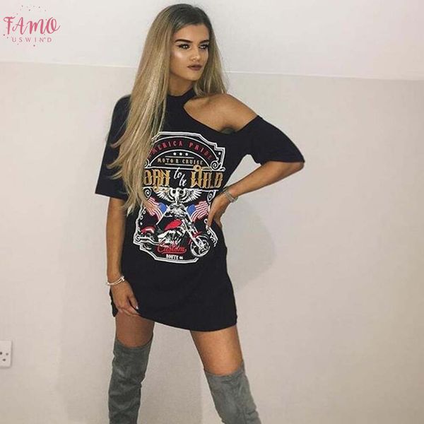 

2020 fashion women vintage off shoulder rock style long t shirt summer spring t shirt women party beach womens shirt *75, White