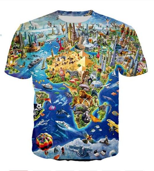 

new fashion mens / womans world animals shirt summer style funny 3d print casual t-shirt plus size t0136, White;black