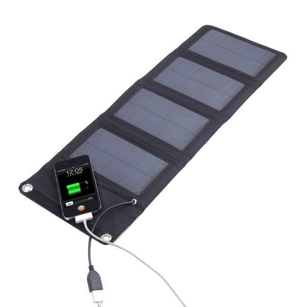 High Mono Solar Panel 5V 7W Portable Outdoor Solar Power Bank Borsa di ricarica solare pieghevole per telefono cellulare