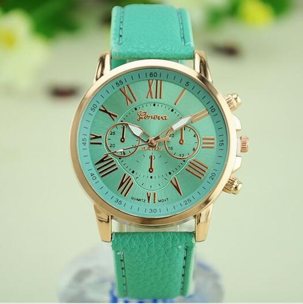 

new fashion alloy men watches roman numerals geneva women dress watches leather quartz watch casual analog wristwatch montre femme, Slivery;brown