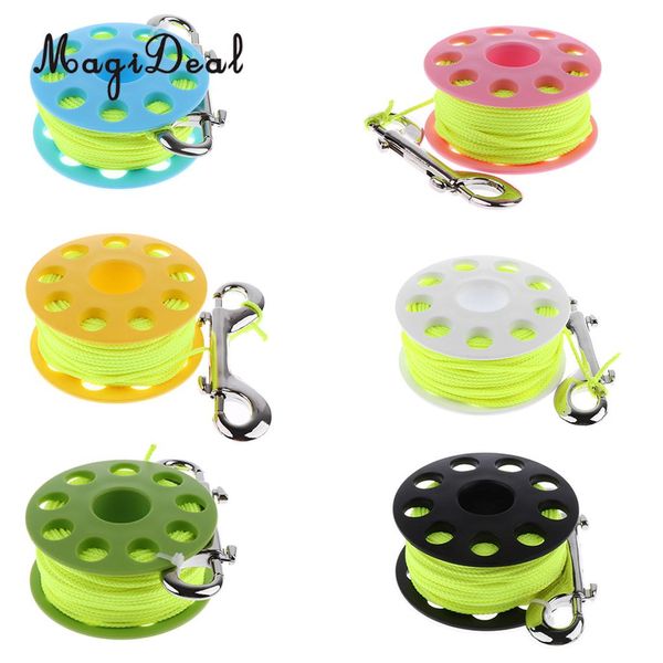 

magideal lightweight plastic scuba diving snorkeling wreck and cave finger spool 30m guide line reel with double ended bolt snap