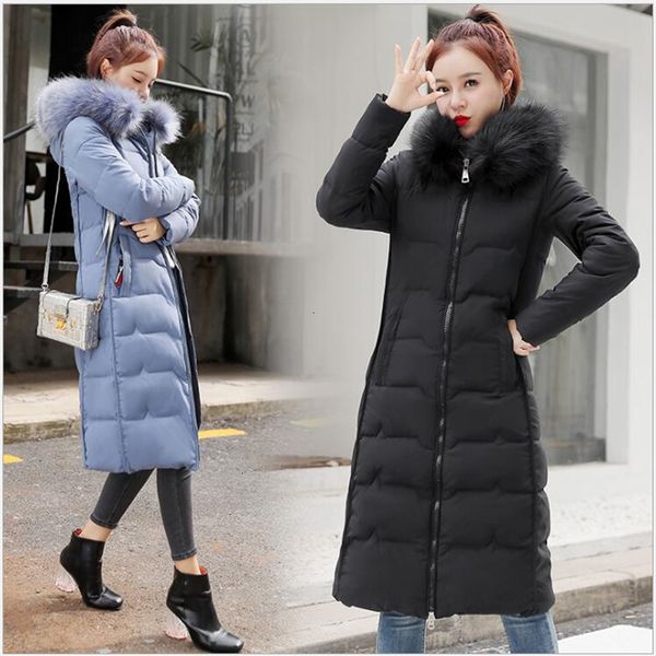 

2019 new arrival winter coat women loose clothes with fur women parka cotton women's coat 345, Black