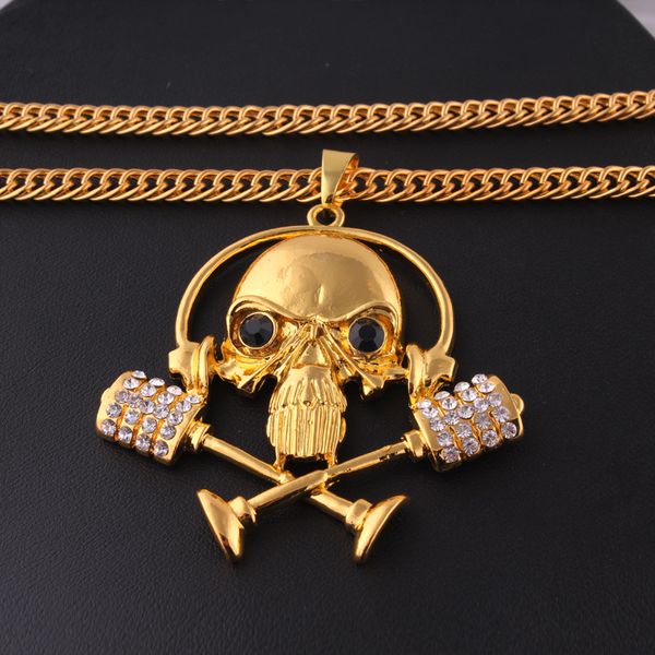 

wholesale-diamond microphone music skull hipster hiphop necklace pendant alloy pendant in europe and america, Silver
