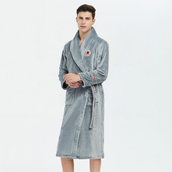 

коралловый флис casual men homewear nightgown кимоно халат платье зима толстая фланелевые пижамы ночной мягкой intimate lingerie, Black;brown