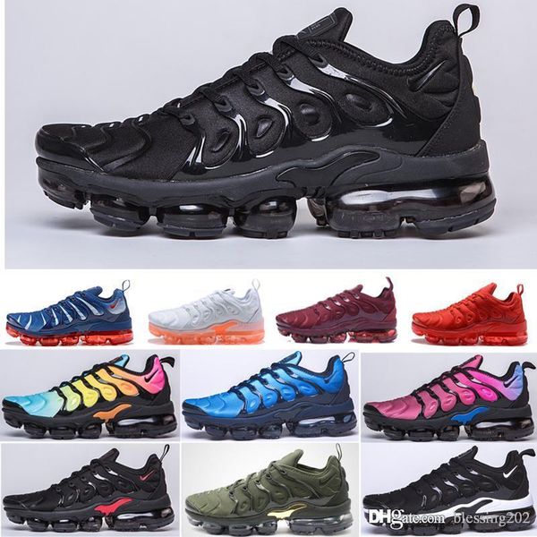 

designer 2019 tn plus running shoes women mens sneakers pure platinum triple black white cool wolf grey chaussures tns schuhe trainers a9855