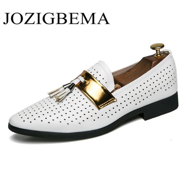 

summer breather hollow out formal shoes white dress wedding shoes tassels oxford for men dress business loafers, Black
