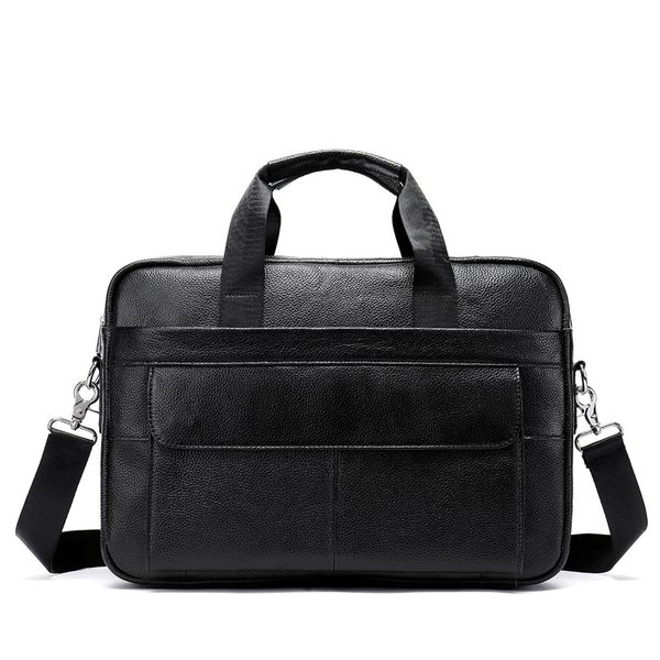 

2020 luxury 100% cow genuine leather business men's briefcase vintage male shoulder bag men messenger bag tote computer handbag