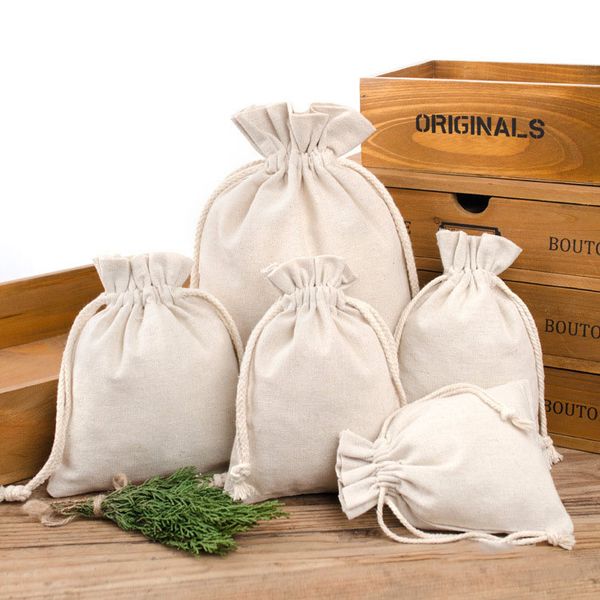 

jewelry cotton linen bag wedding party candy necklace bracelet bead storage gift bag drawstring packaging pouches 50p, Pink;blue