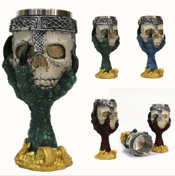 

stainless steel gothic goblet halloween party drinking glass 3d skull skeleton claw punk style wine glasses whiskey cup
